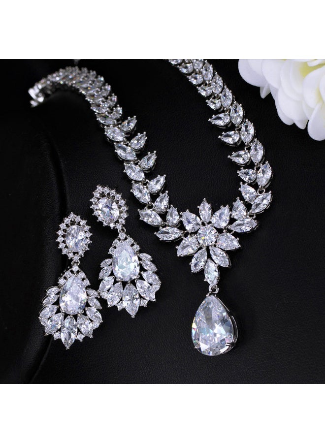 Ciara 3A zircon set, ultra-shiny bridal party jewelry, earrings and necklace two-piece set - Image 4