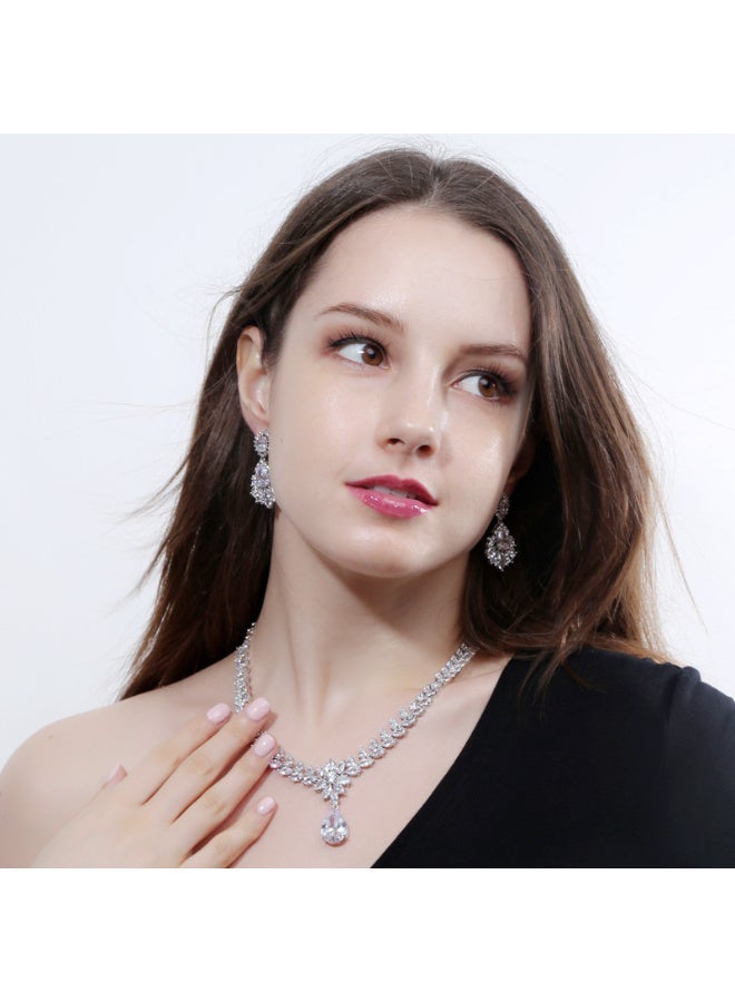 Ciara 3A zircon set, ultra-shiny bridal party jewelry, earrings and necklace two-piece set - Image 2