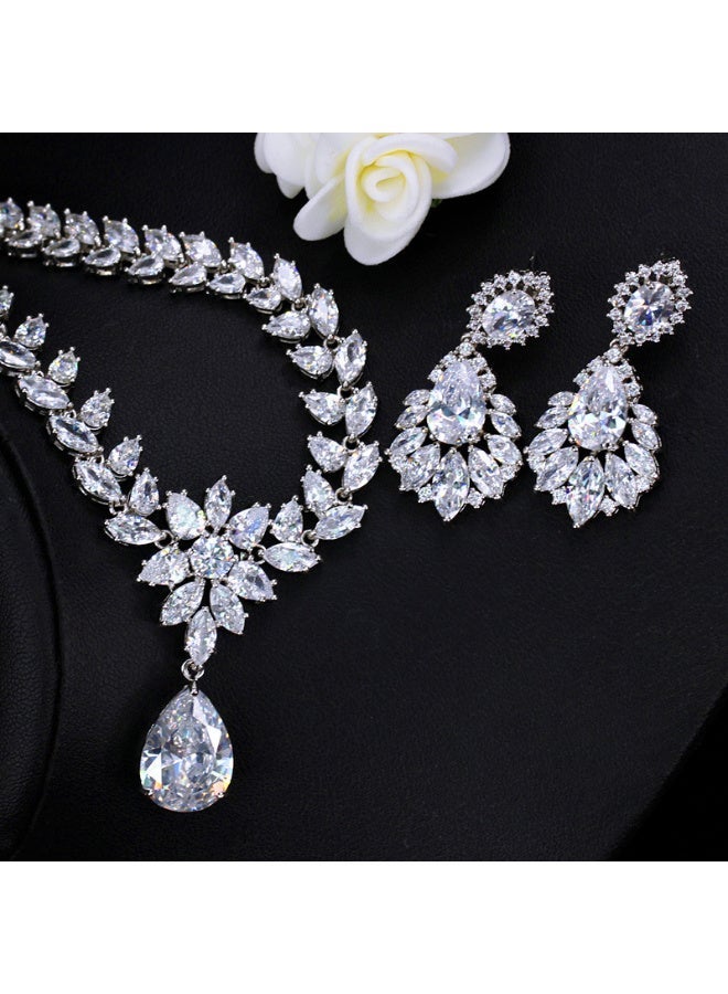 Ciara 3A zircon set, ultra-shiny bridal party jewelry, earrings and necklace two-piece set - Image 3