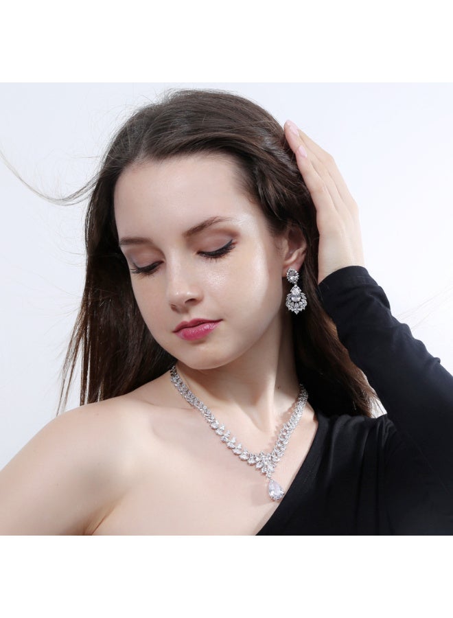 Ciara 3A zircon set, ultra-shiny bridal party jewelry, earrings and necklace two-piece set - Image 5