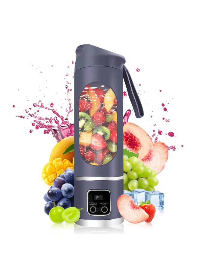 Portable blender,USB-C rechargeable,Personal compact travel juicer cup15OZ for Shakes, Smoothies,Fresh juice,Self-cleaning,Leakproof lid, Smart time display,12 blades,with strong blending Purple - Image 1