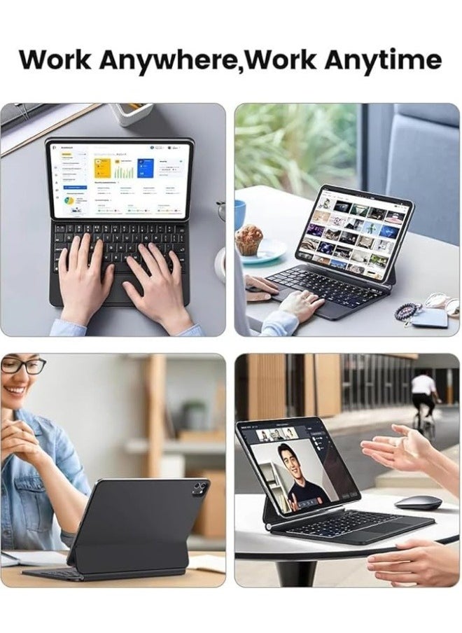 ماركة غير محددة - حافظة لوحة مفاتيح بلوتوث ذكية سحرية متوافقة مع iPad Air 11 بوصة الجيل السادس 2024 (النموذج: A2899، A2900) مع لوحة تعقب ولوحة مفاتيح مضيئة RGB. - Image 1