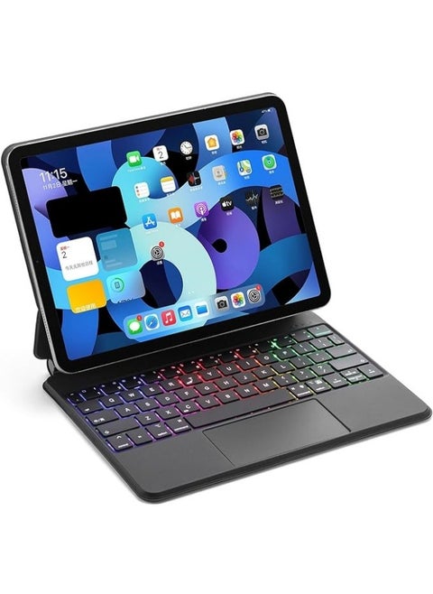 حافظة لوحة مفاتيح بلوتوث ذكية سحرية متوافقة مع iPad Air 11 بوصة الجيل السادس 2024 (النموذج: A2899، A2900) مع لوحة تعقب ولوحة مفاتيح مضيئة RGB.