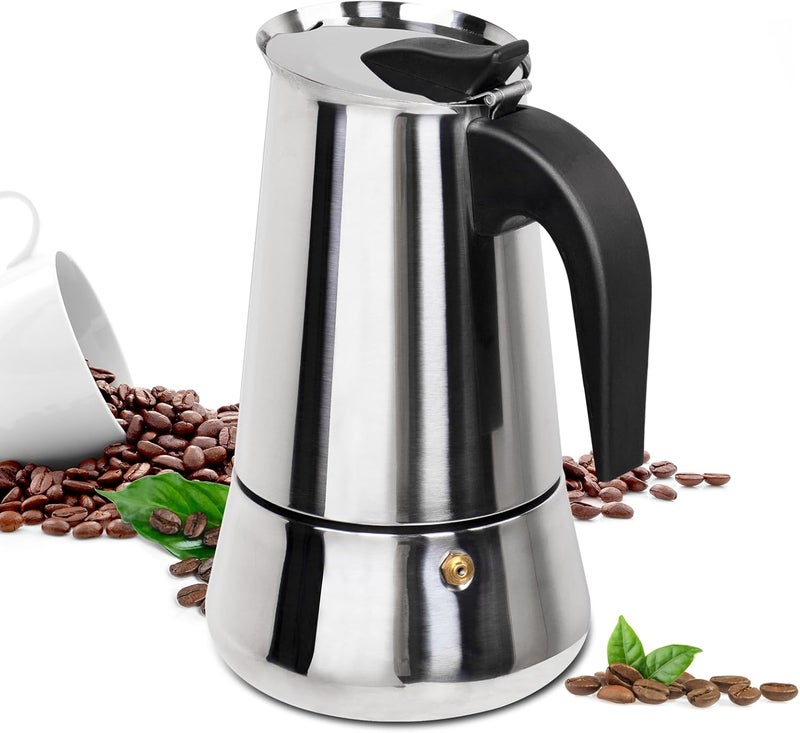 Supvision 9 Cup Moka Pot Stainless Steel 450ml Italian Espresso Coffee Maker Stovetop Coffee Makers Mocha Pot Percolator Greca Coffee Maker for Induction Stove Portable for Easy Brewing Tummy - Image 1