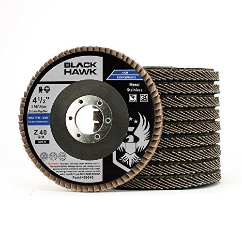 BHA Zirconia Grinding and Sanding Flap Discs T29, 4-1/2" x 7/8", 40 Grit - 10 Pack - Image 1
