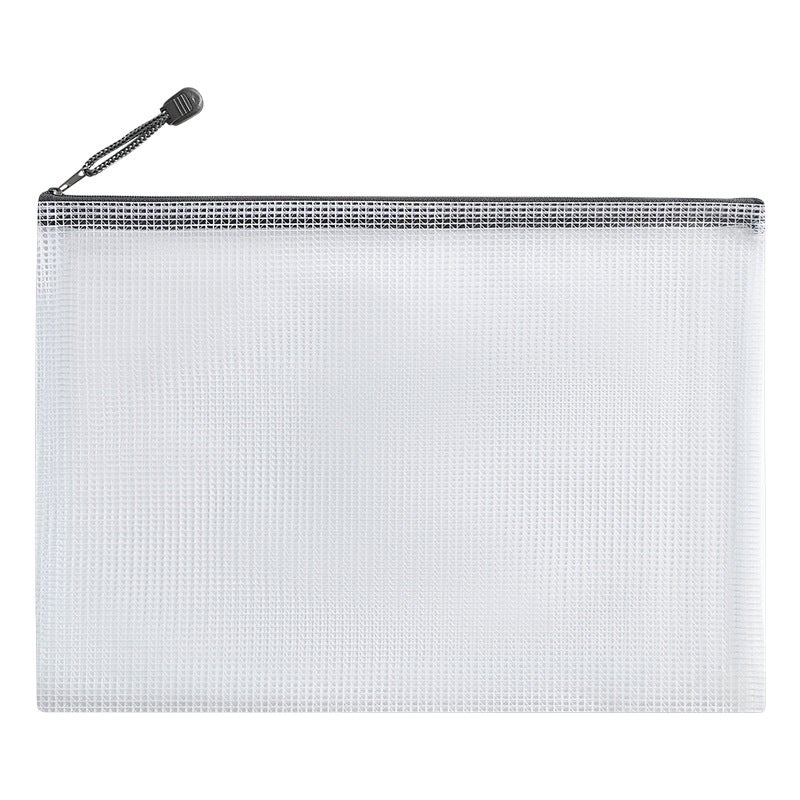 Morandi Color Grid Document Bag Thickened Waterproof Transparent Zipper Information Bag Student Textbook Classification Storage Bag - Image 1