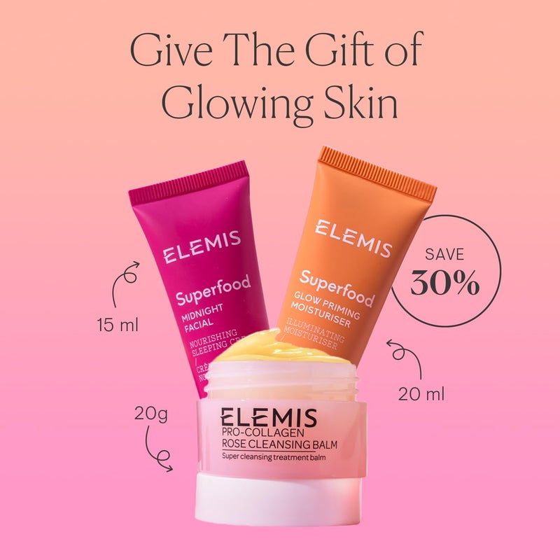 ELEMIS Way to Glow Exclusive Skincare Kit($70 Value) - Travel Set with Travel-Size Rose Cleansing Balm, Glow Priming Moisturizer & Midnight Facial, Nourish & Illuminate Skin all day - Image 4
