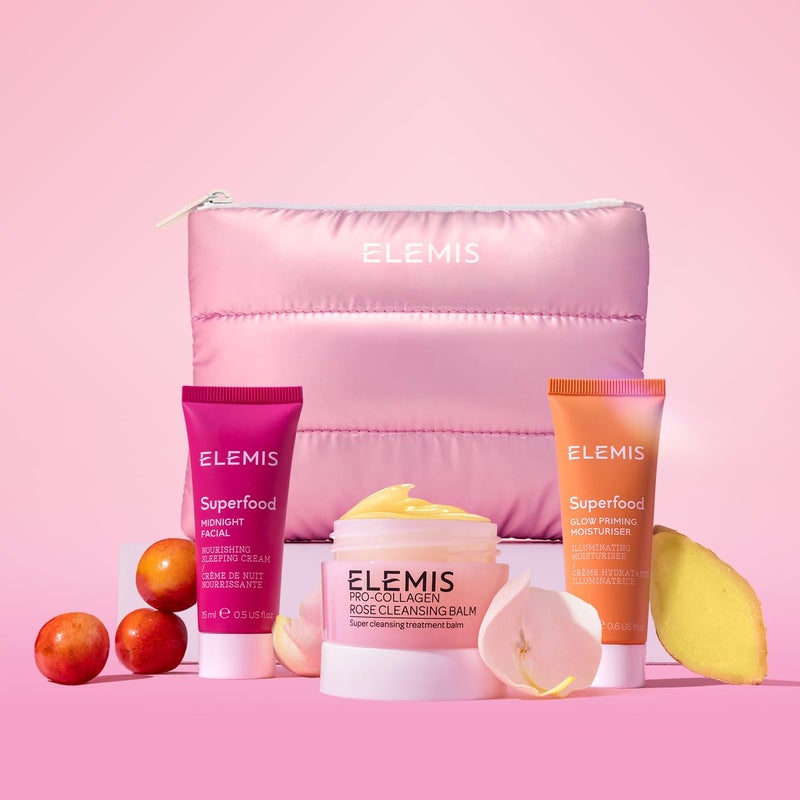 ELEMIS Way to Glow Exclusive Skincare Kit($70 Value) - Travel Set with Travel-Size Rose Cleansing Balm, Glow Priming Moisturizer & Midnight Facial, Nourish & Illuminate Skin all day - Image 2