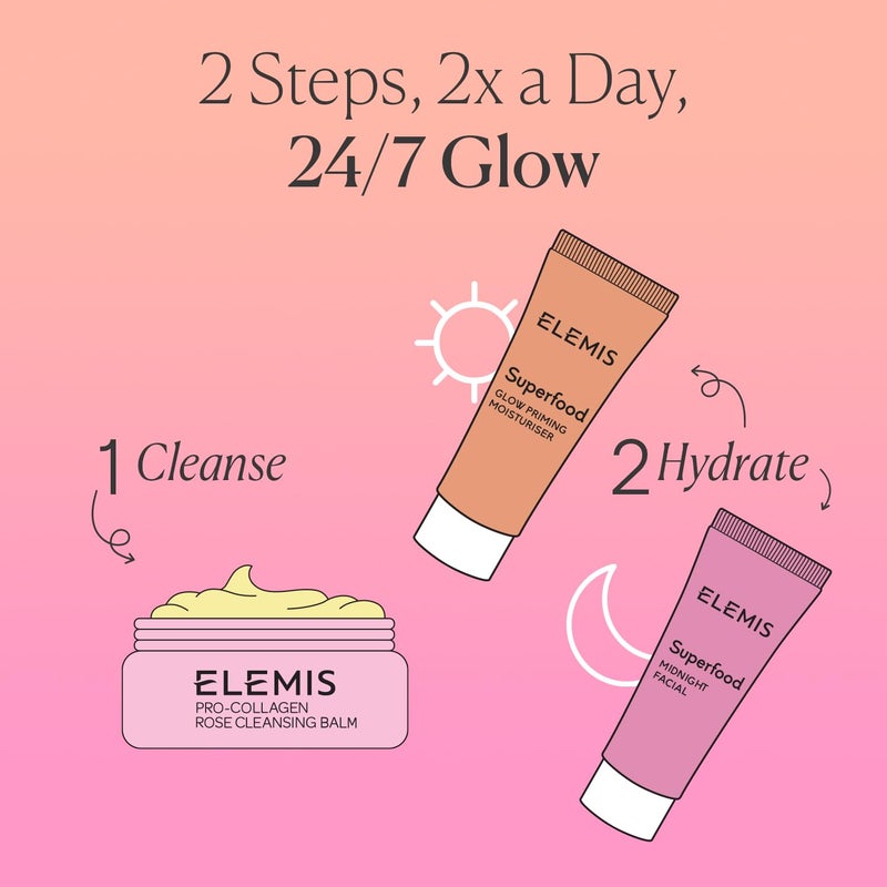 ELEMIS Way to Glow Exclusive Skincare Kit($70 Value) - Travel Set with Travel-Size Rose Cleansing Balm, Glow Priming Moisturizer & Midnight Facial, Nourish & Illuminate Skin all day - Image 5