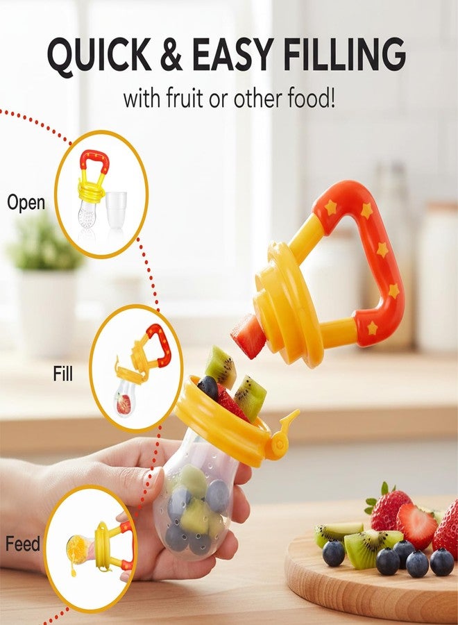 Safe-O-Kid Baby Fruit Nibbler/Pacifier - BPA-Free, 100% Pure Silicone, Teether for Baby | Soft Pacifier & Teether for Infants - Yellow - Image 3