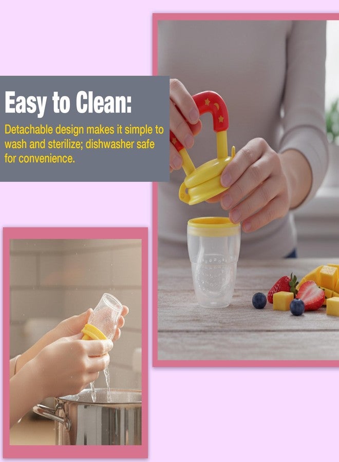 Safe-O-Kid Baby Fruit Nibbler/Pacifier - BPA-Free, 100% Pure Silicone, Teether for Baby | Soft Pacifier & Teether for Infants - Yellow - Image 5