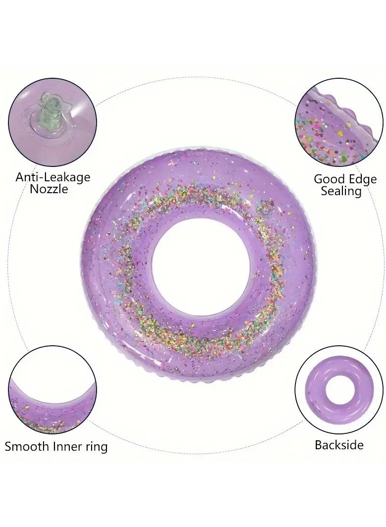 Goolsky حلقة سباحة شفافة لامعة من 1 قطعة - دائرة سباحة قابلة للنفخ من PVC لحفلة المسبح، عطلة الشاطئ - طوف للعب في الماء متعدد الاستخدامات - Image 3