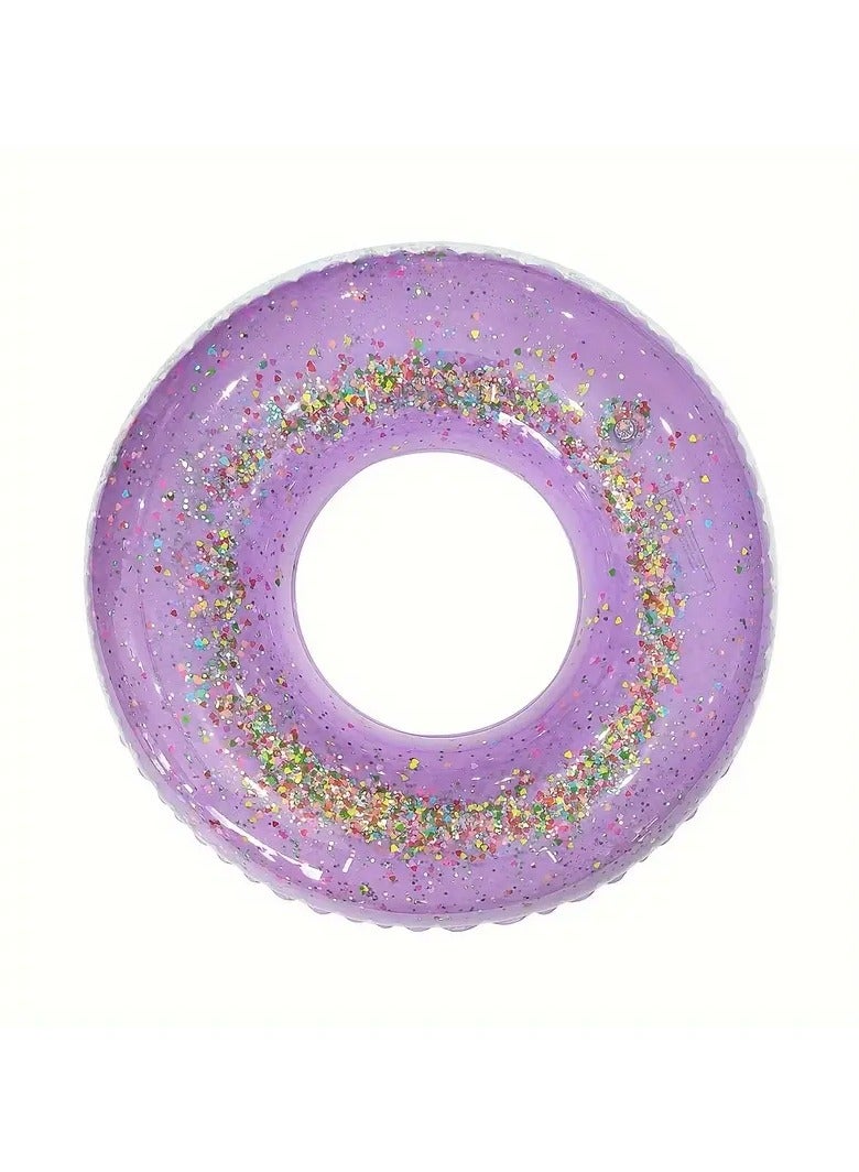 Goolsky حلقة سباحة شفافة لامعة من 1 قطعة - دائرة سباحة قابلة للنفخ من PVC لحفلة المسبح، عطلة الشاطئ - طوف للعب في الماء متعدد الاستخدامات - Image 1