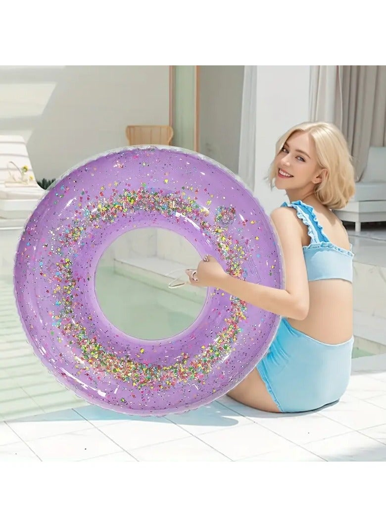 Goolsky حلقة سباحة شفافة لامعة من 1 قطعة - دائرة سباحة قابلة للنفخ من PVC لحفلة المسبح، عطلة الشاطئ - طوف للعب في الماء متعدد الاستخدامات - Image 4