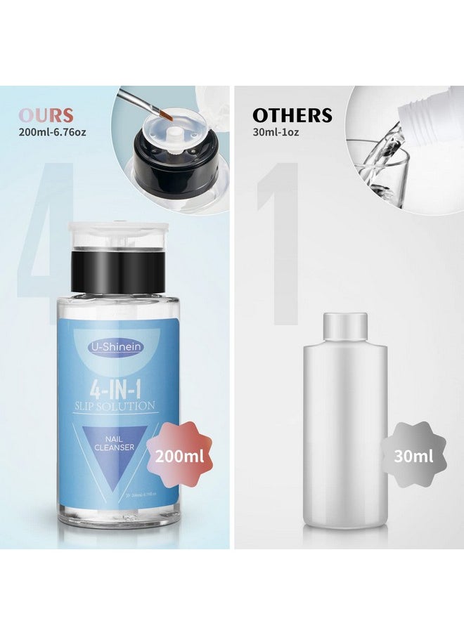 U-Shinein 200Ml Nail Slip Solution 4In1 Poly Nail Gel Slip Solution Poly Nail Extension Gel Liquid Slip Solution Builder Gel Nail Cleaner Liquid Nail Polish Remover With Nail Brush Nail Art  - Image 5