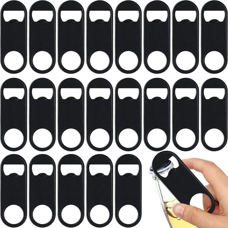 Remerry 50 Pcs Bottle Openers Stainless Steel Flat Bottle Opener Bulk 34 x 13 Inches Bartender Beer Key Soda Can Mini Speed for Kitchen Bar or Restaurant