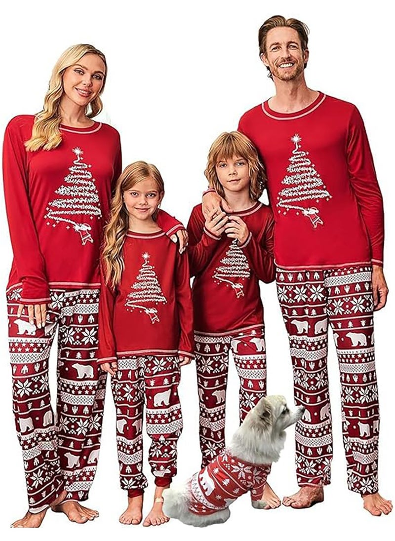 TAPIT Christmas Family Matching Pajamas Classical Nightwear Sleepwear Sets Long Sleeve Pjs for for Adults Kids and Baby Holiday Xmas Sleepwear Set (Dog zise)  - Image 1