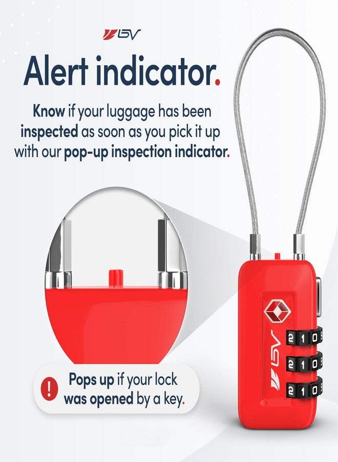 بي في قفل سفر معتمد من إدارة أمن النقل الأمريكية، قفل برقم سري يمكنك ضبطه بنفسك لخزائن صالات الألعاب الرياضية المدرسية، وحقائب الجولف، وحقائب السفر، وخزائن الملفات، وصناديق الأدوات، والحقائب (أحمر، عبوة من 4 قطع) - Image 5