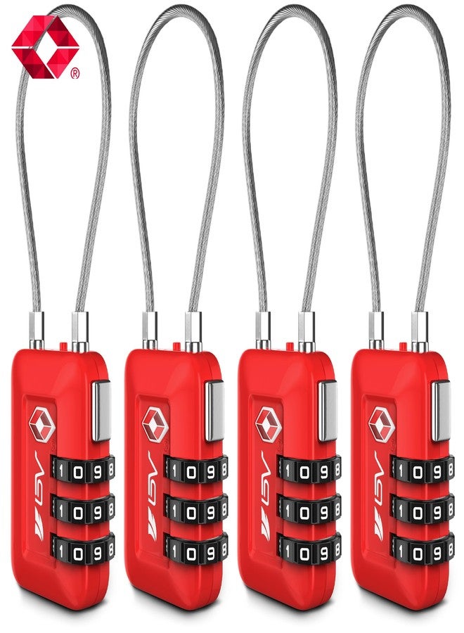 بي في قفل سفر معتمد من إدارة أمن النقل الأمريكية، قفل برقم سري يمكنك ضبطه بنفسك لخزائن صالات الألعاب الرياضية المدرسية، وحقائب الجولف، وحقائب السفر، وخزائن الملفات، وصناديق الأدوات، والحقائب (أحمر، عبوة من 4 قطع) - Image 2