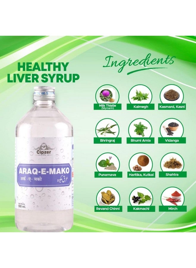 Cipzer Natural Araq E Mako Liver Syrup, Liver Detox Supplement, Liver Care, Kidney Stone Support Water 500 Ml - Image 4