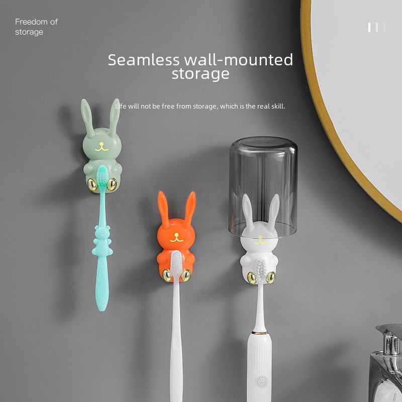 Moe Rabbit Punch-free Hook Household Wall Plug Storage Toothbrush Hanger Bathroom Wall-mounted Multifunctional Adhesive Hook Fashion Orange - Image 3