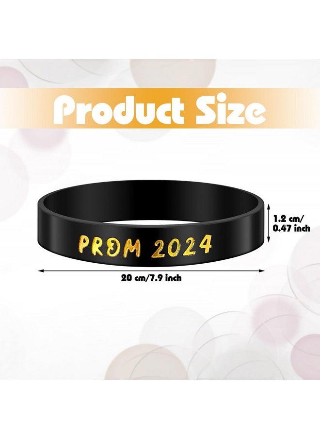 Saintrygo Prom 2024 Silicone Wristbands Prom Party Favors Keepsakes Gold Glitter Prom Black Wristbands Set Of 24 Graduation Silicone Wristbands 2024 Grad Bracelets Graduation Gifts(Black Gold)  - Image 2