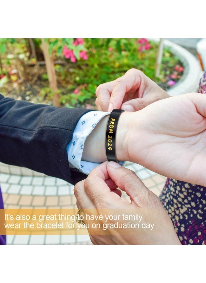 Saintrygo Prom 2024 Silicone Wristbands Prom Party Favors Keepsakes Gold Glitter Prom Black Wristbands Set Of 24 Graduation Silicone Wristbands 2024 Grad Bracelets Graduation Gifts(Black Gold)  - Image 5
