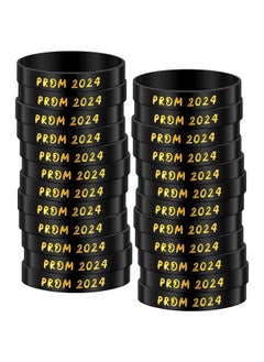 Saintrygo Prom 2024 Silicone Wristbands Prom Party Favors Keepsakes Gold Glitter Prom Black Wristbands Set Of 24 Graduation Silicone Wristbands 2024 Grad Bracelets Graduation Gifts(Black Gold)  - Image 1