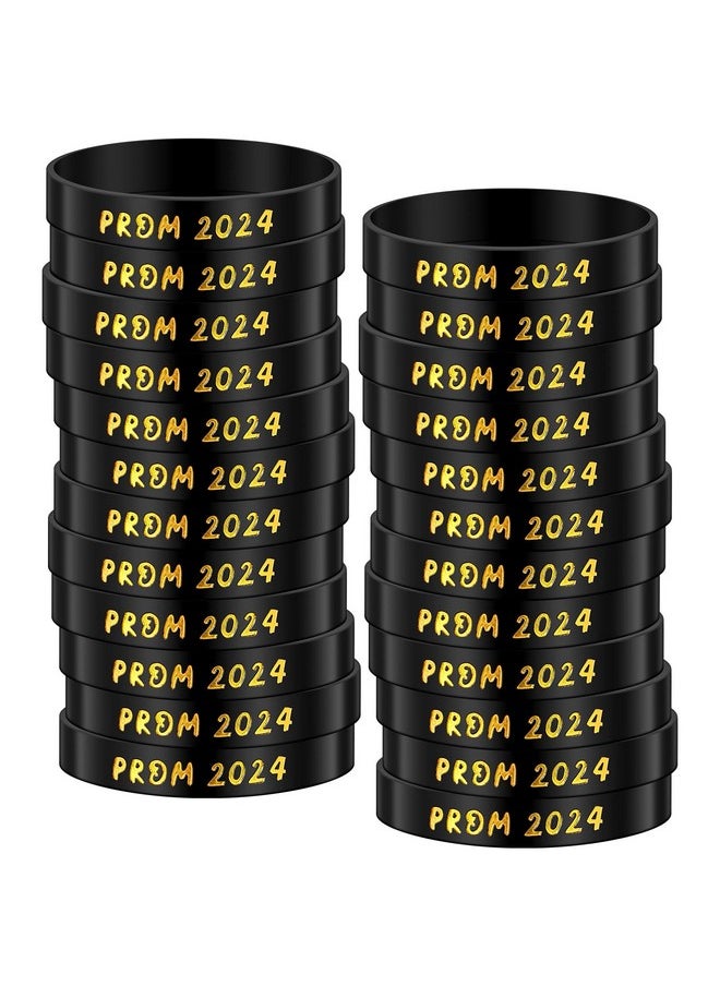 Saintrygo Prom 2024 Silicone Wristbands Prom Party Favors Keepsakes Gold Glitter Prom Black Wristbands Set Of 24 Graduation Silicone Wristbands 2024 Grad Bracelets Graduation Gifts(Black Gold)  - Image 1