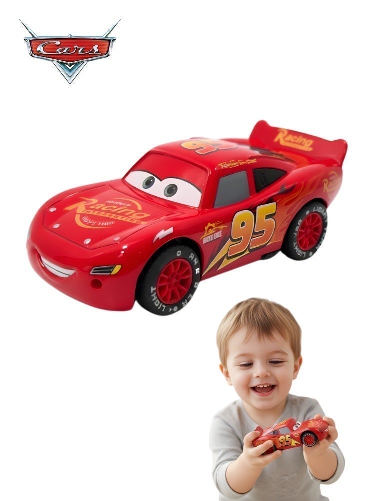 كارز سيارة لعبة ديزني كارز لايتنينغ ماكوين بتصميم معدني مصبوب (۱۳ سم) مصنوعة من هيكل معدني وإطارات مطاطية تصدر صوتًا - سيارة سباق محفورة رقم ۹۵ مع حركة عجلات حرة للأطفال - Image 1