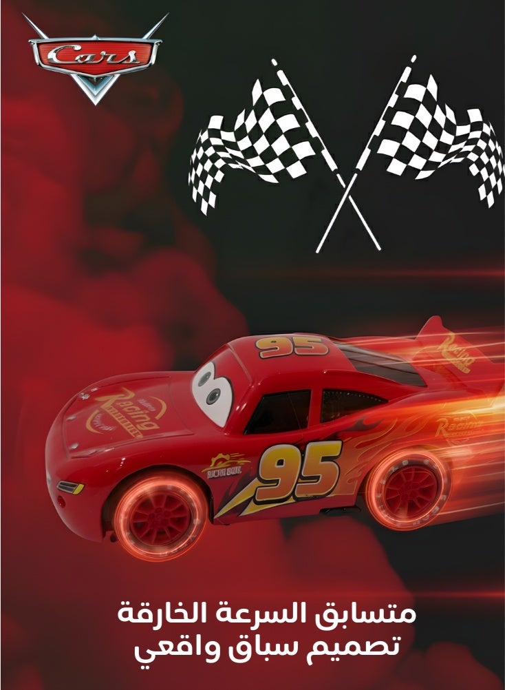 كارز سيارة لعبة ديزني كارز لايتنينغ ماكوين بتصميم معدني مصبوب (۱۳ سم) مصنوعة من هيكل معدني وإطارات مطاطية تصدر صوتًا - سيارة سباق محفورة رقم ۹۵ مع حركة عجلات حرة للأطفال - Image 3