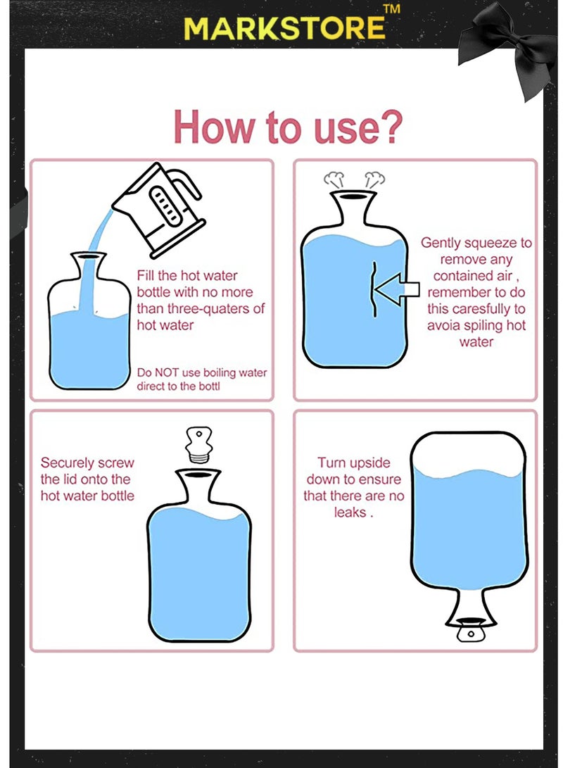 MARK STORE Hot Water Bag, Bottle With Soft Hand Pocket Cover- 2 Liter  - Image 5