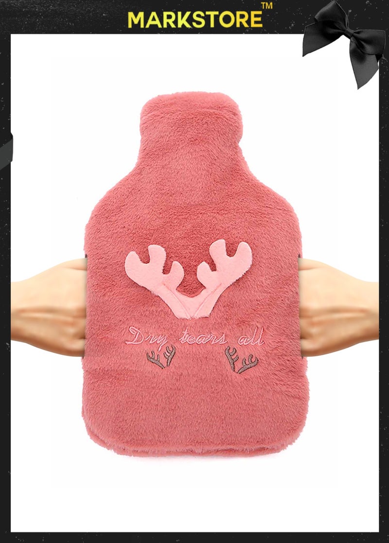 مارك ستور كيس ماء ساخن، زجاجة مع غطاء ناعم لجيب اليد، 2 لتر، لتخفيف آلام الرقبة والكتفين، لتدفئة القدمين، تشنجات الحيض، ساخن وبارد - Image 1