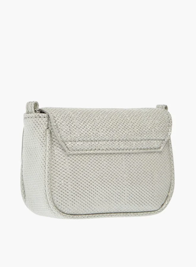 Little Missy Girls Bow Accent Crossbody Bag with Chain Strap and Button Closure