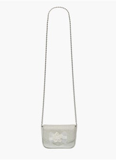 Little Missy Girls Bow Accent Crossbody Bag with Chain Strap and Button Closure  - Image 2