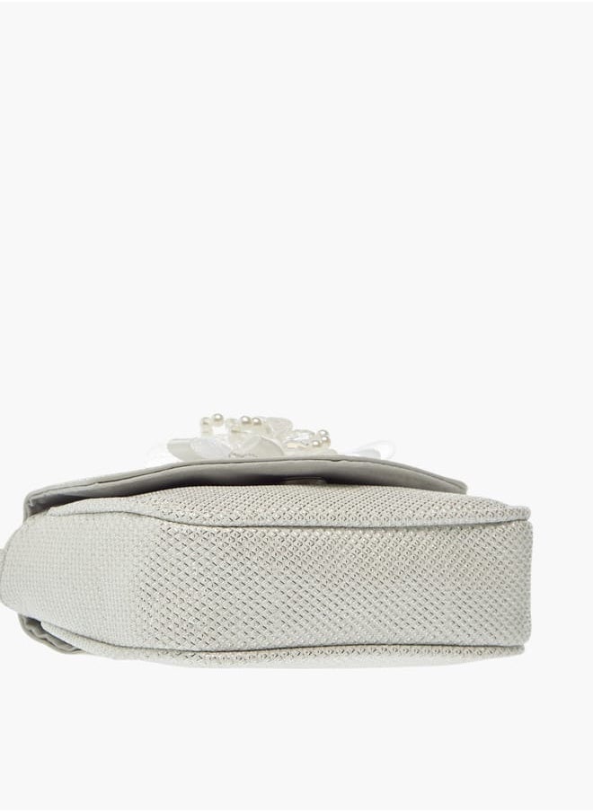 Little Missy - Girls Bow Accent Crossbody Bag with Chain Strap and Button Closure - Image 1
