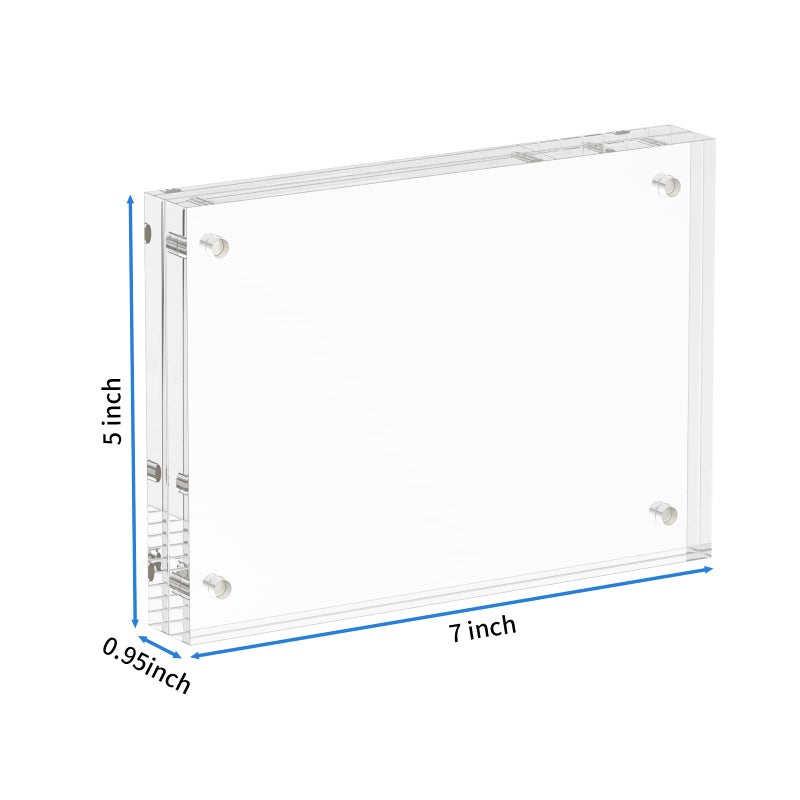 NIUBEE 5x7 Acrylic Frame, Clear Picture Frame 20% Thicker Block,Frameless Acrylic Frames Double Sided,Magnetic frames Display Desktop for Office/Home - Image 2