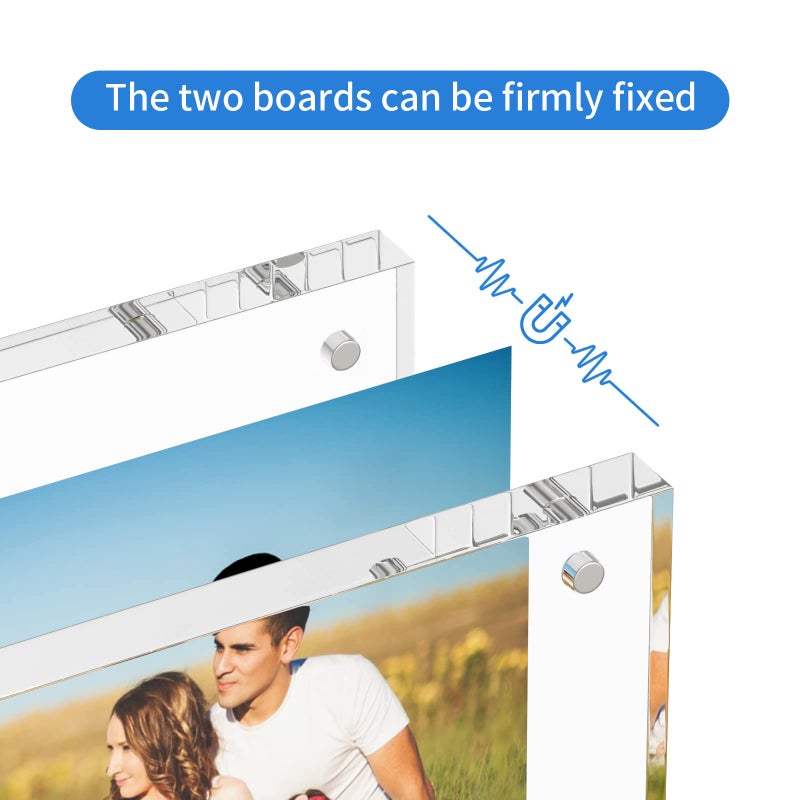 NIUBEE 5x7 Acrylic Frame, Clear Picture Frame 20% Thicker Block,Frameless Acrylic Frames Double Sided,Magnetic frames Display Desktop for Office/Home - Image 3