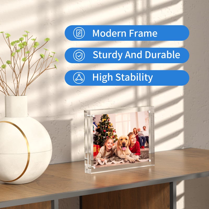NIUBEE 5x7 Acrylic Frame, Clear Picture Frame 20% Thicker Block,Frameless Acrylic Frames Double Sided,Magnetic frames Display Desktop for Office/Home - Image 5