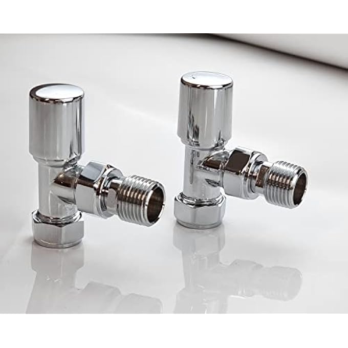 MALMO CHROME ANGLED TOWEL RAIL VALVE. 15MM /1/2" RADIATOR VALVE - Image 1