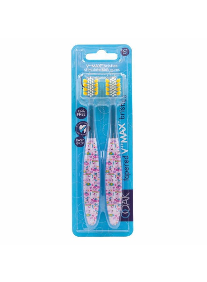 Ooak Kids Toothbrush, Tapered V++max Bristles, 2 Pack Unicorns - Image 1