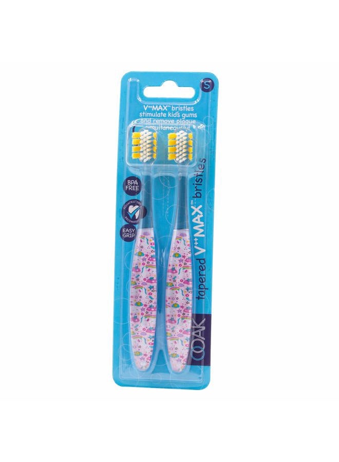 Ooak Kids Toothbrush, Tapered V++max Bristles, 2 Pack Unicorns - Image 3