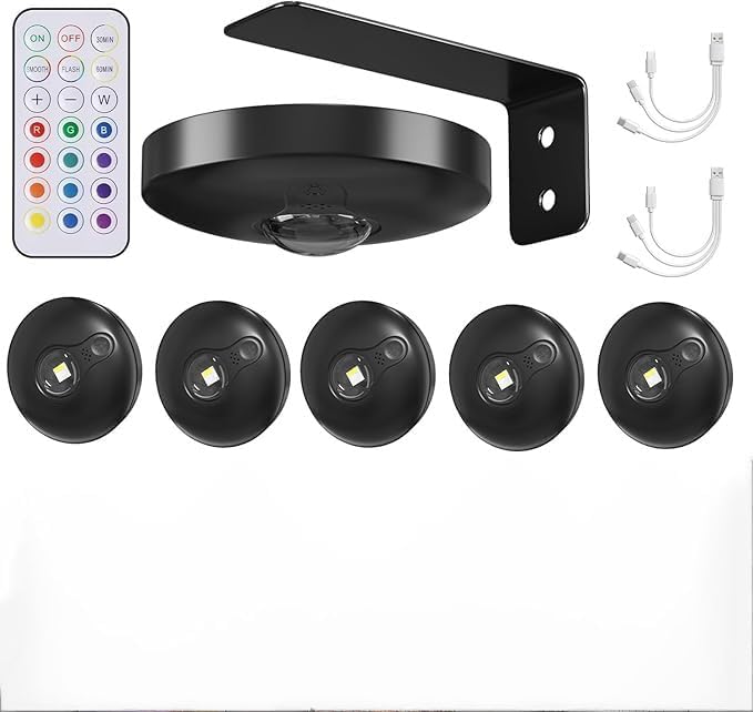 TobeBright RGB Rechargeable Picture Light for Wall, 1200mAh Battery Operated Picture Frame Lights, Magnetic Cabinet Light RGB Color Changing + Cold White, Dimmable Pack of 6 - Image 1