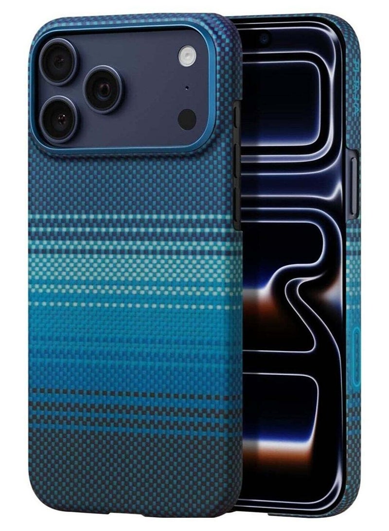 جراب لهاتف iPhone 17 Pro Max مقاس 6.9 بوصة مع زر للتحكم في الكاميرا، متوافق مع MagSafe، جراب فائق النحافة مع إحساس باللمس بدون غطاء، منسوج من الألياف، لون شروق الشمس