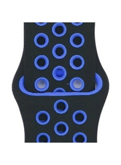 Generic Suitable For Apple Two-color Silicone Nike Strap Nike Hole Apple Iwatch Breathable Sports Watch Strap-Color:9 Black + Sapphire Blue-Specifications:42/44/45/49mm-L  - Image 1