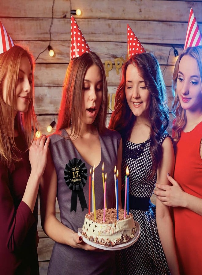 WIDEIDEAL Black It's My 17th Birthday Tinplate Badge Pin, Happy 17th Birthday Boys and Girls Award Ribbon Party Decorations Sign - Image 4