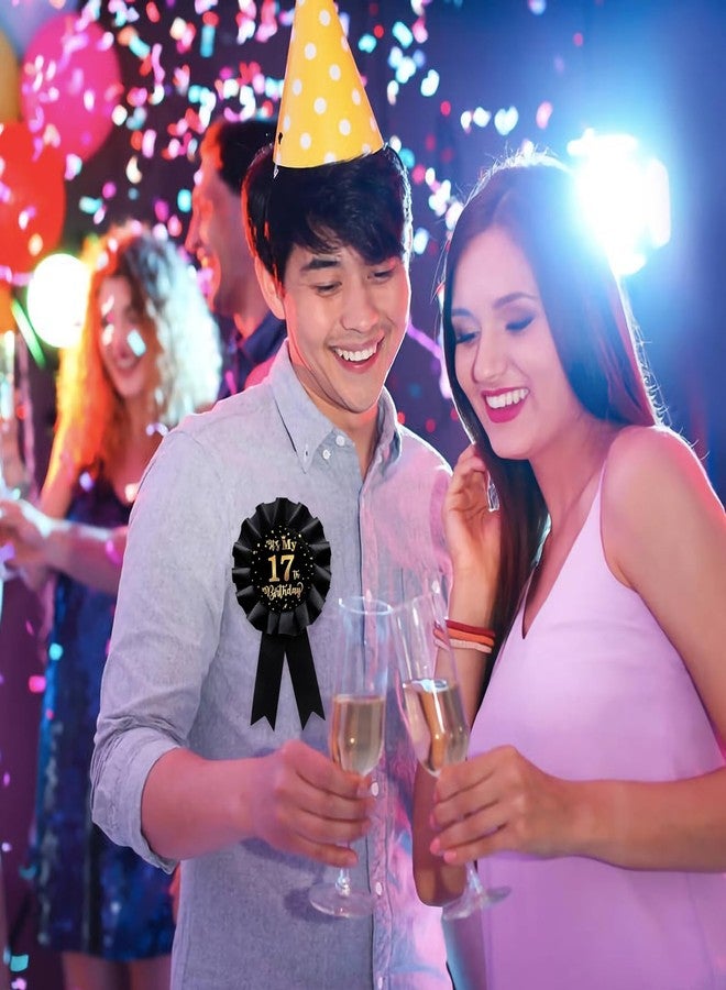WIDEIDEAL Black It's My 17th Birthday Tinplate Badge Pin, Happy 17th Birthday Boys and Girls Award Ribbon Party Decorations Sign - Image 5