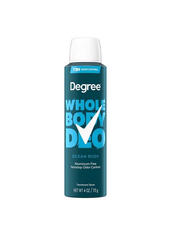 Degree Degree Men Whole Body Deodorant Ocean Rush Spray for Men Aluminum Free 72H Odor Protection 4 oz  - Image 1