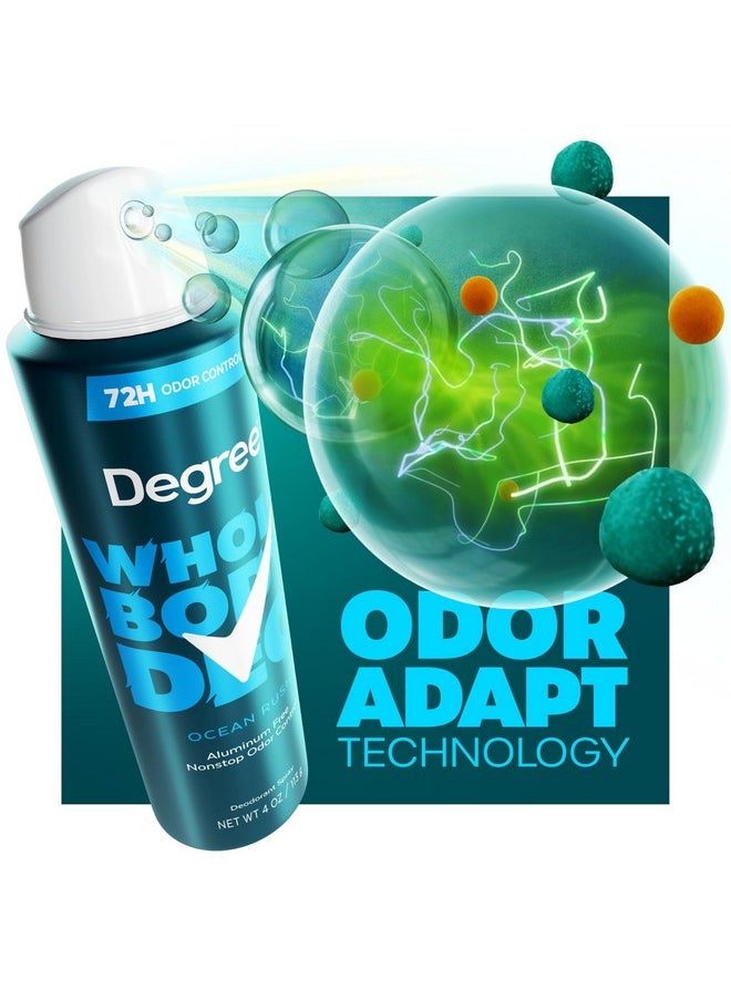 Degree Degree Men Whole Body Deodorant Ocean Rush Spray for Men Aluminum Free 72H Odor Protection 4 oz  - Image 3