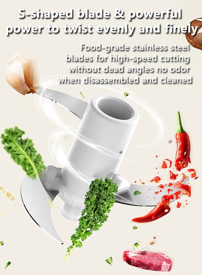 Electric food processor, electric vegetable chopper, electric blender, meat grinder, easy to store, suitable for meat, smoothies, vegetables, purees, fruits and garlic. (with food blender)  - Image 4